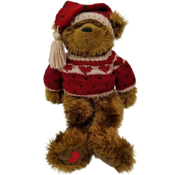 Kurt Adler Teddy Bear Stuffed Animal Plush 20" Christmas Sweater Hat Large Rare - Picture 8 of 8